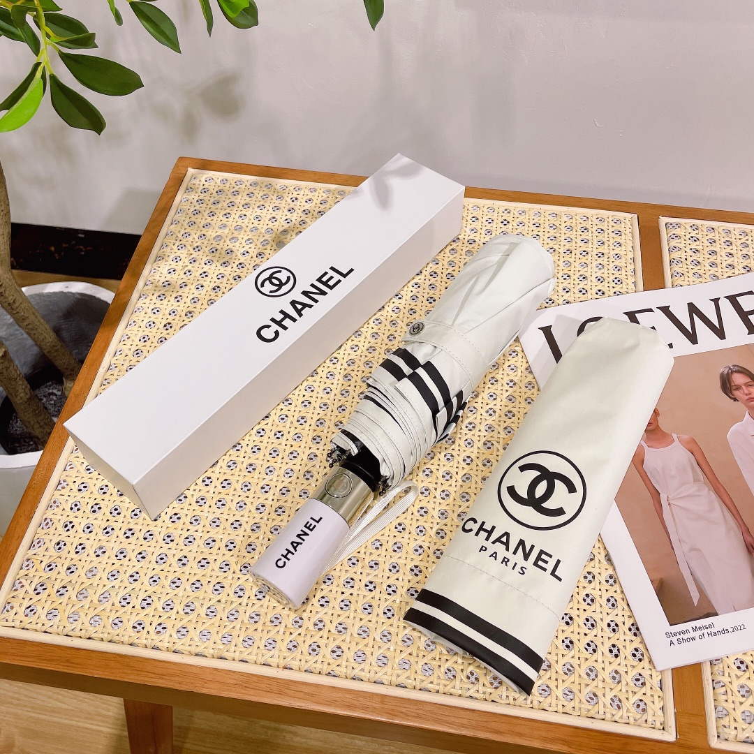 Chanel Three Fold Automatic Folding Sun Umbrella C855634