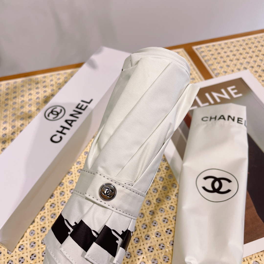 Chanel Three Fold Automatic Folding Sun Umbrella C855635