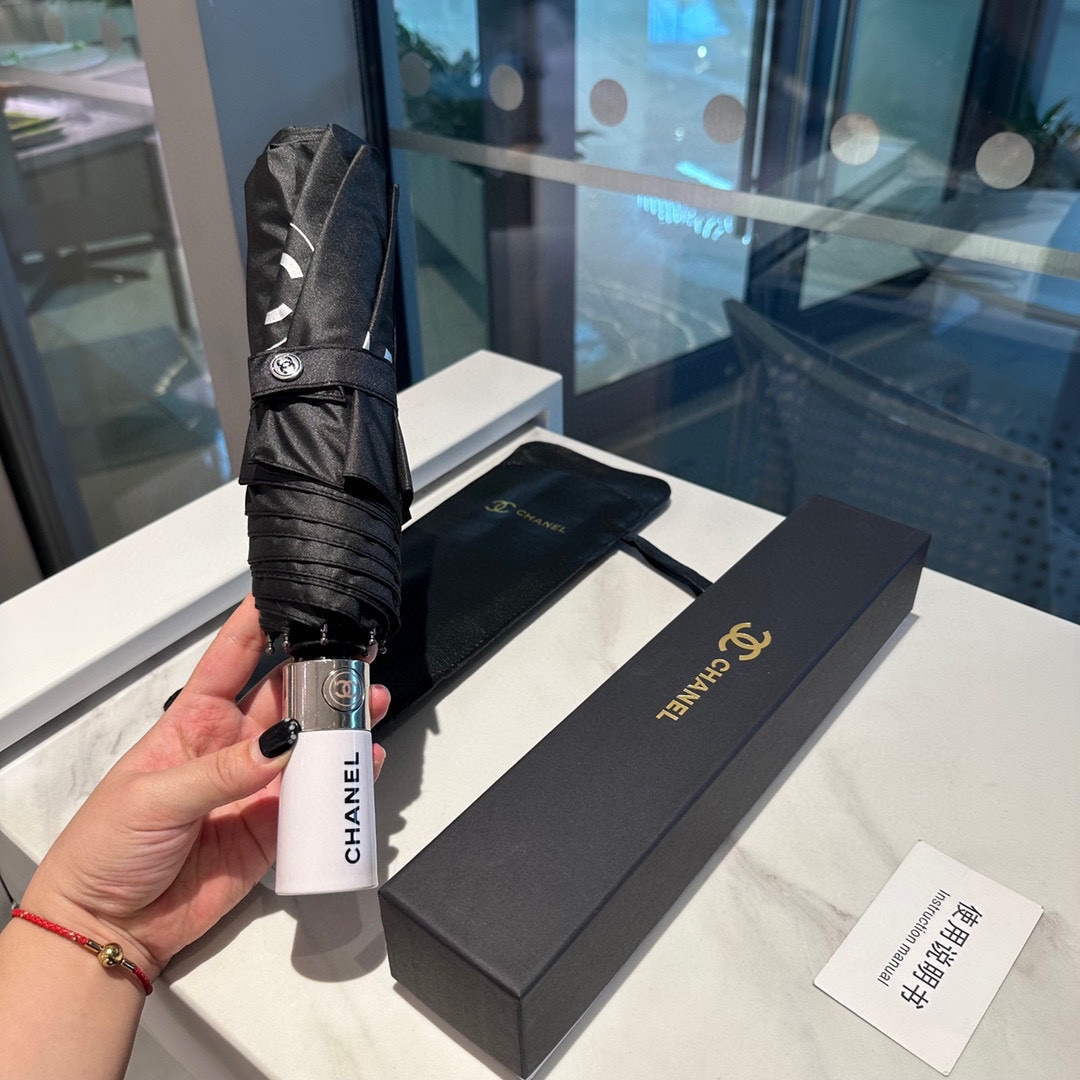 Chanel Three Fold Automatic Folding Sun Umbrella C855636