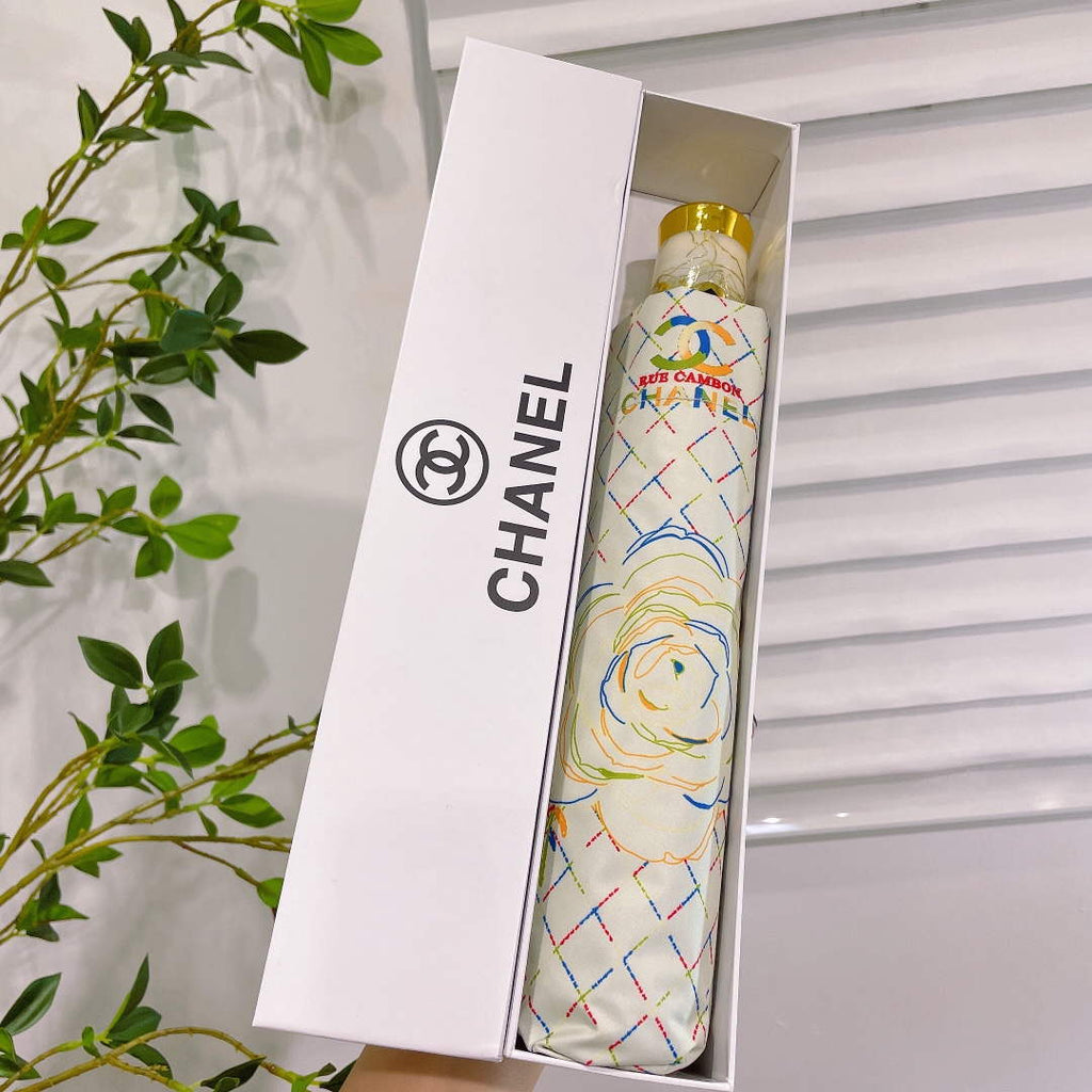 Chanel Three Fold Automatic Folding Sun Umbrella C855637