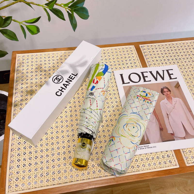 Chanel Three Fold Automatic Folding Sun Umbrella C855637