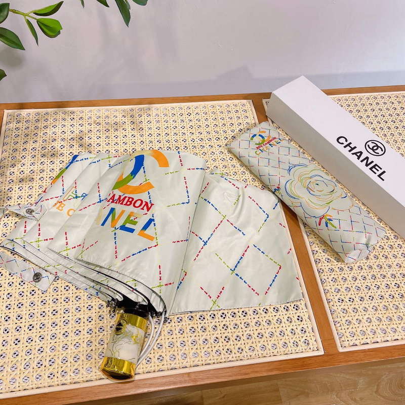 Chanel Three Fold Automatic Folding Sun Umbrella C855637