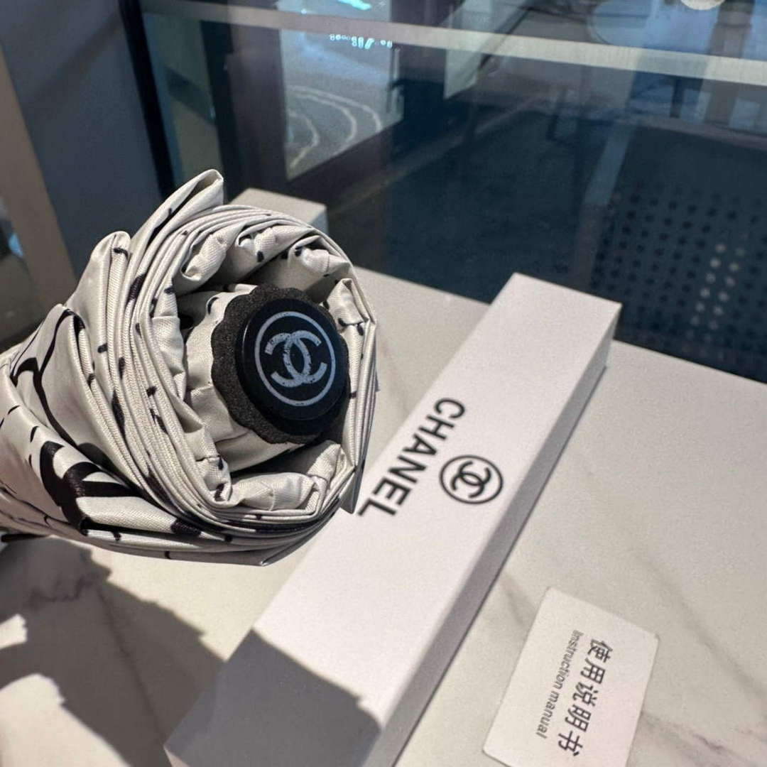 Chanel Three Fold Automatic Folding Sun Umbrella C855638