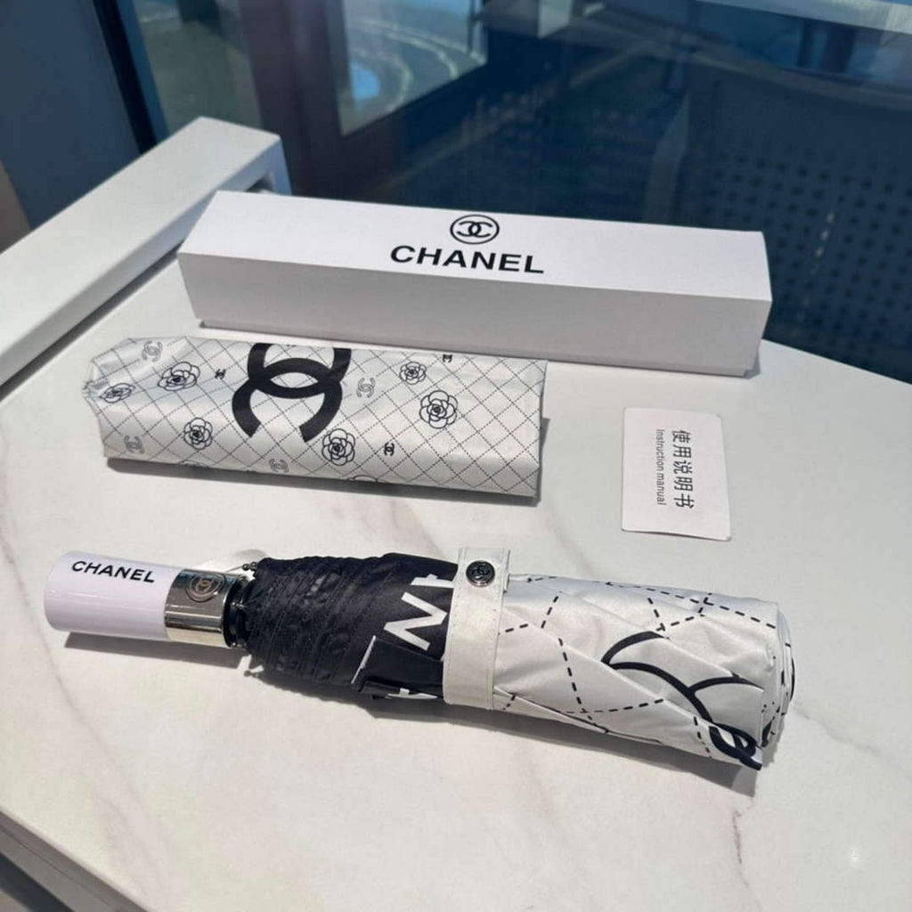 Chanel Three Fold Automatic Folding Sun Umbrella C855638