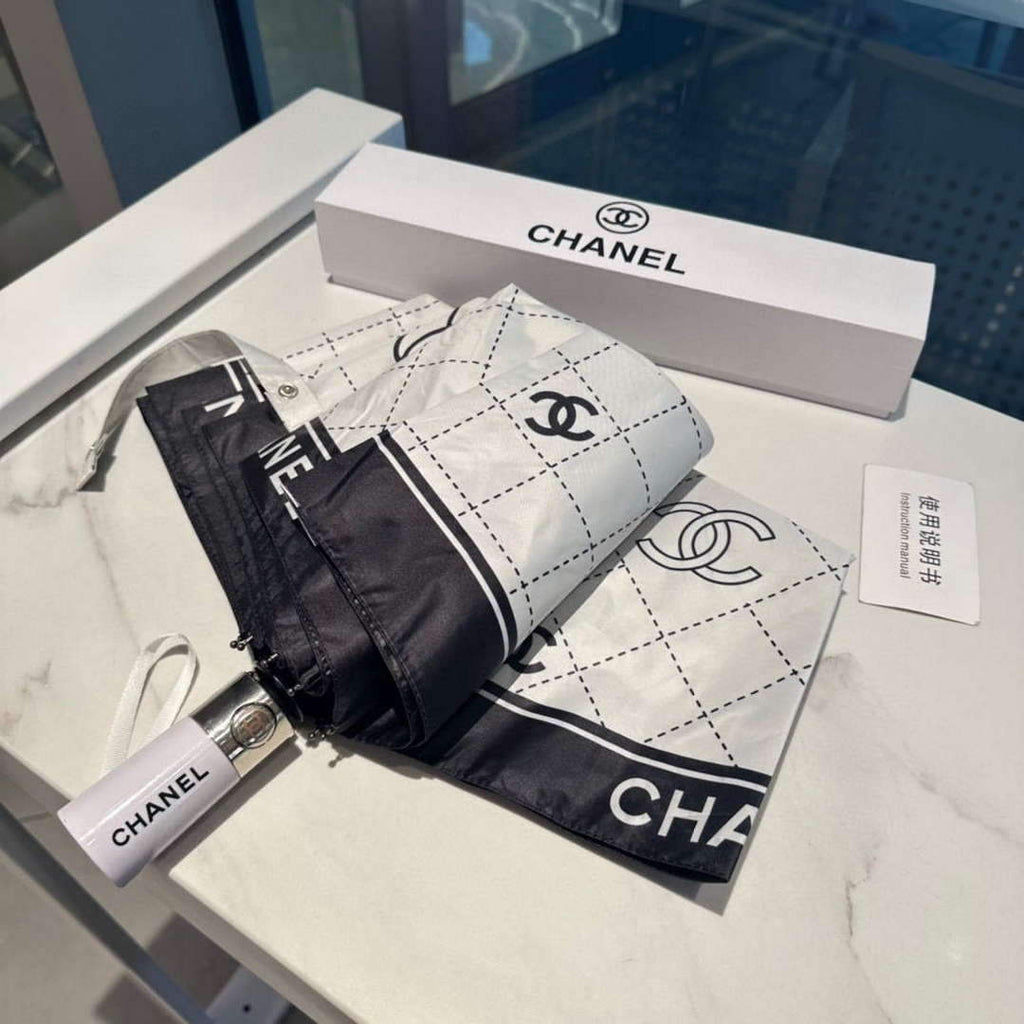 Chanel Three Fold Automatic Folding Sun Umbrella C855638