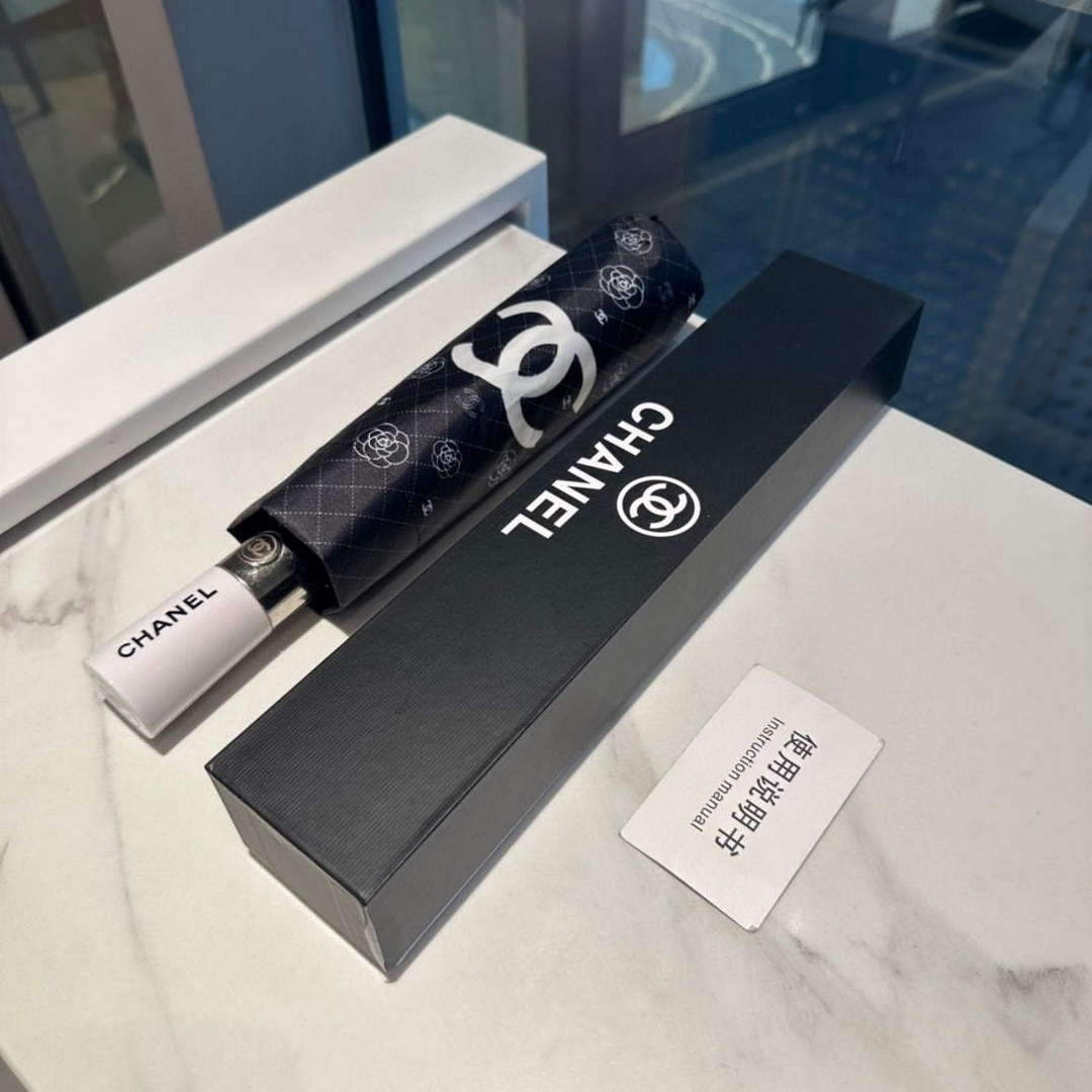 Chanel Three Fold Automatic Folding Sun Umbrella C855639