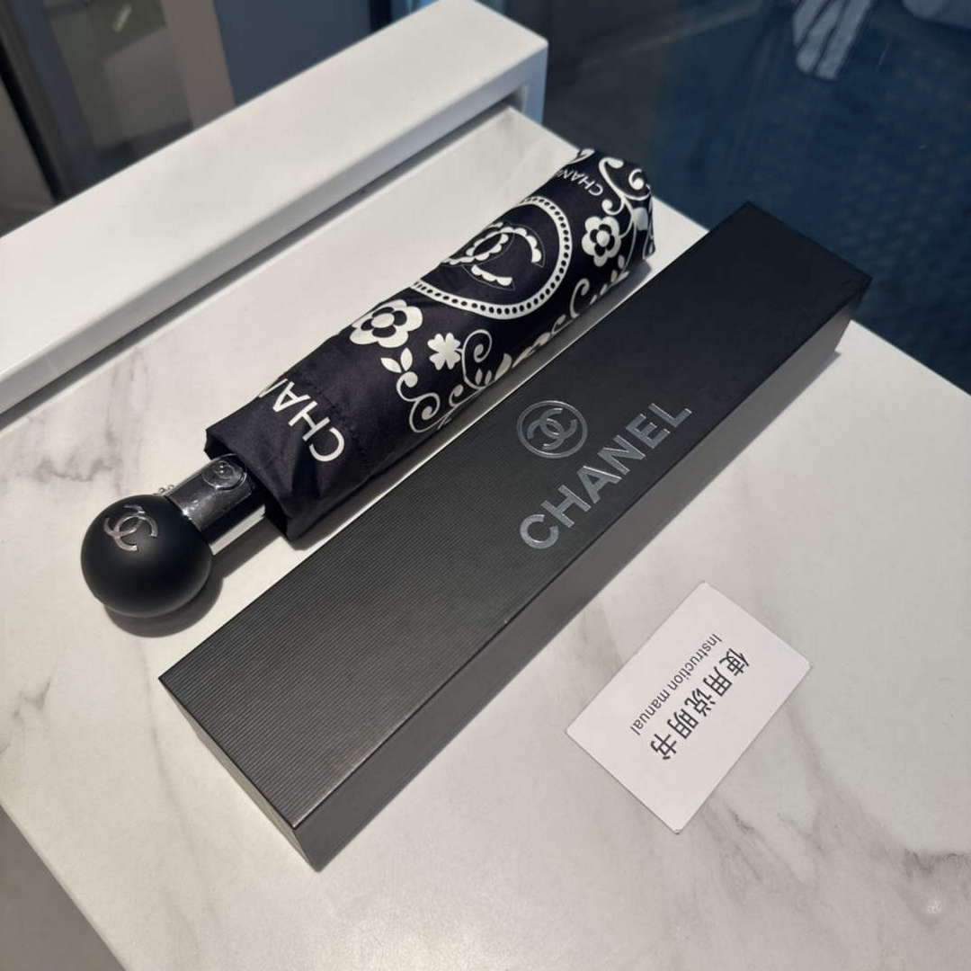 Chanel Three Fold Automatic Folding Sun Umbrella C855641