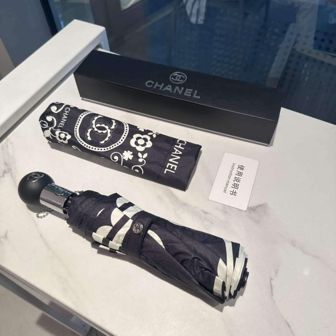 Chanel Three Fold Automatic Folding Sun Umbrella C855641