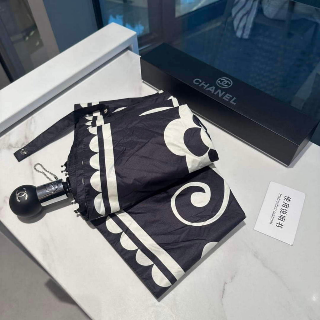Chanel Three Fold Automatic Folding Sun Umbrella C855641