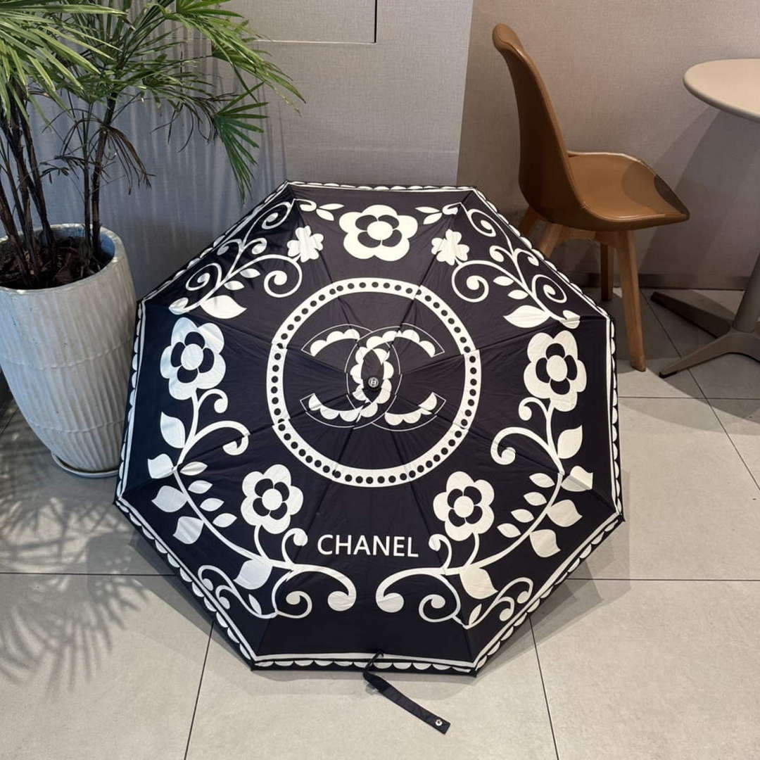 Chanel Three Fold Automatic Folding Sun Umbrella C855641