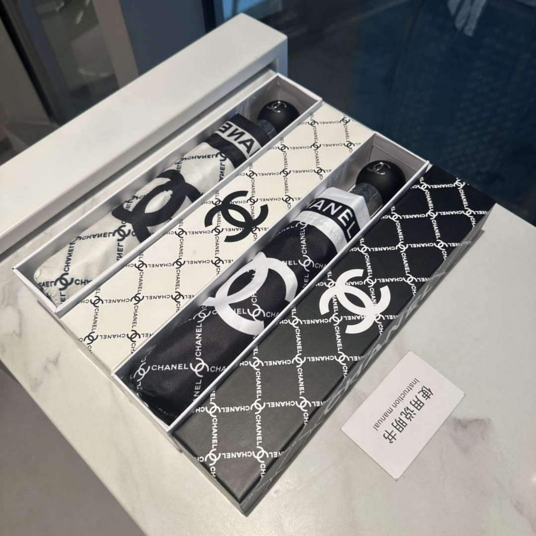 Chanel Three Fold Automatic Folding Sun Umbrella C855642