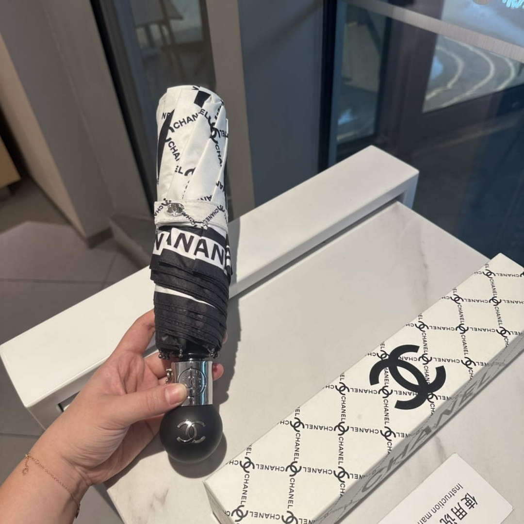 Chanel Three Fold Automatic Folding Sun Umbrella C855642