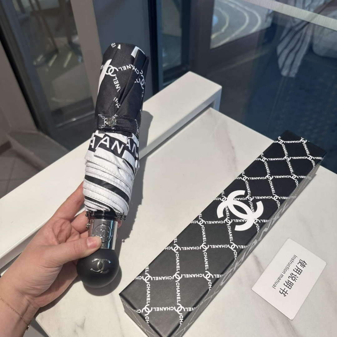 Chanel Three Fold Automatic Folding Sun Umbrella C855643