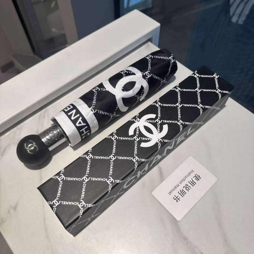 Chanel Three Fold Automatic Folding Sun Umbrella C855643
