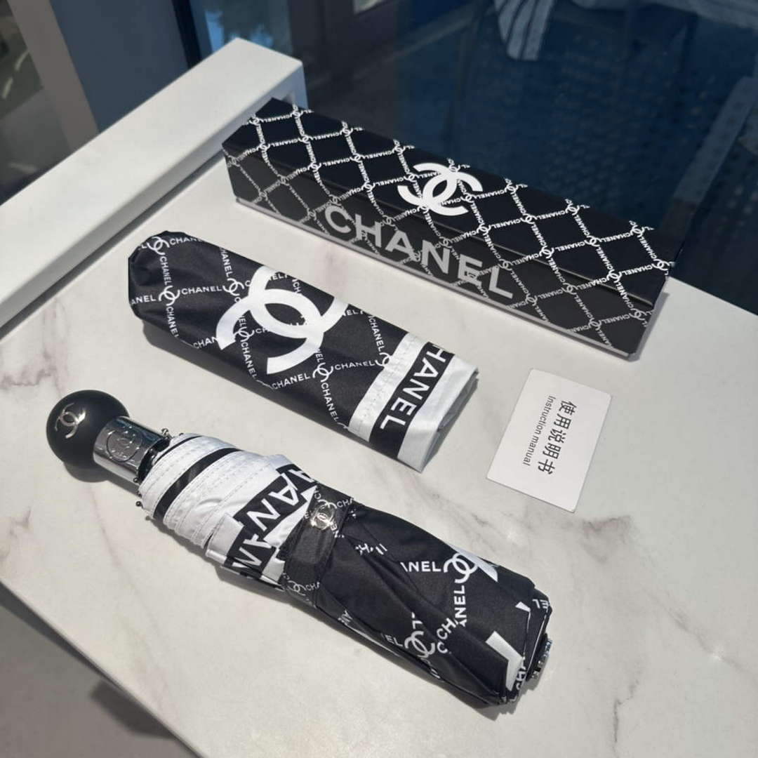 Chanel Three Fold Automatic Folding Sun Umbrella C855643
