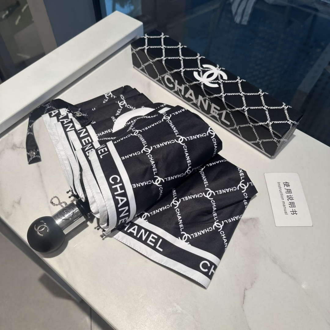 Chanel Three Fold Automatic Folding Sun Umbrella C855643