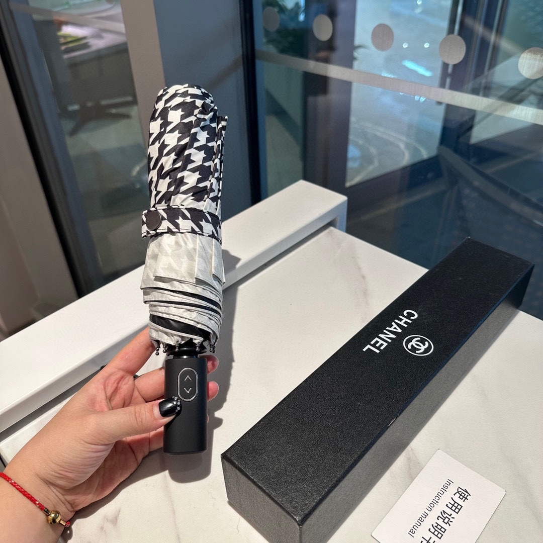 Chanel Three Fold Automatic Folding Sun Umbrella C855644