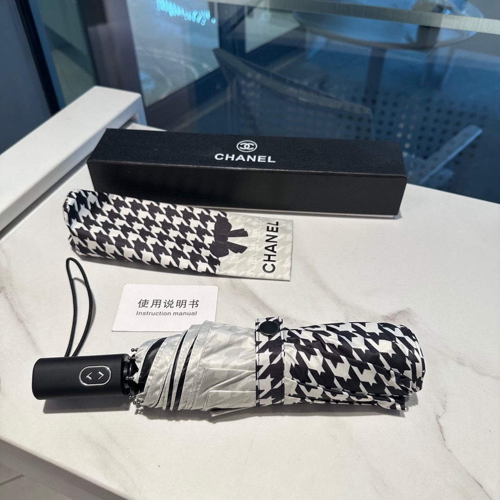 Chanel Three Fold Automatic Folding Sun Umbrella C855644