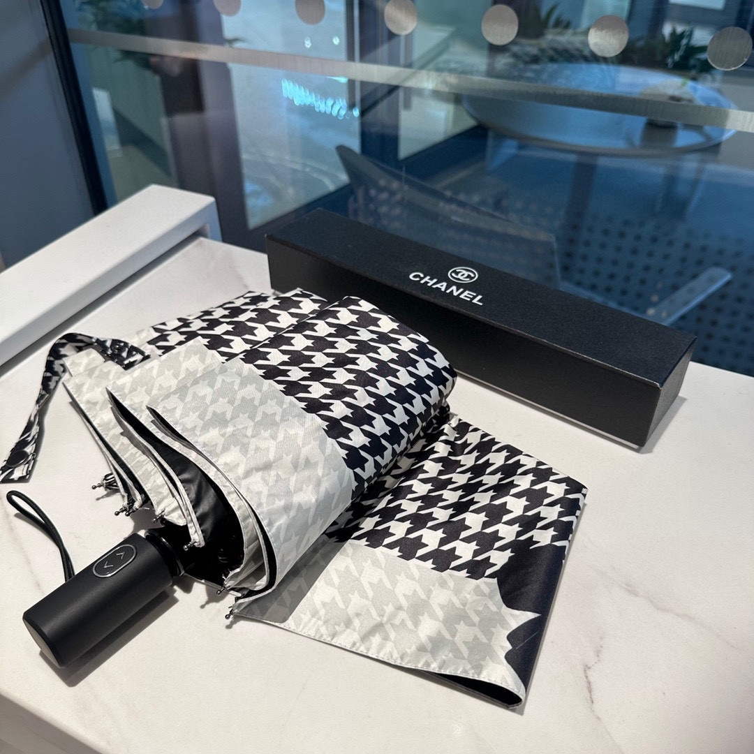 Chanel Three Fold Automatic Folding Sun Umbrella C855644
