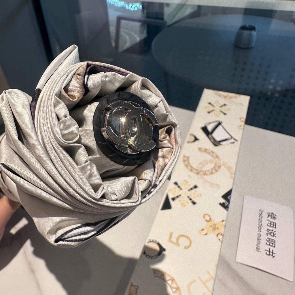 Chanel Three Fold Automatic Folding Sun Umbrella C855645