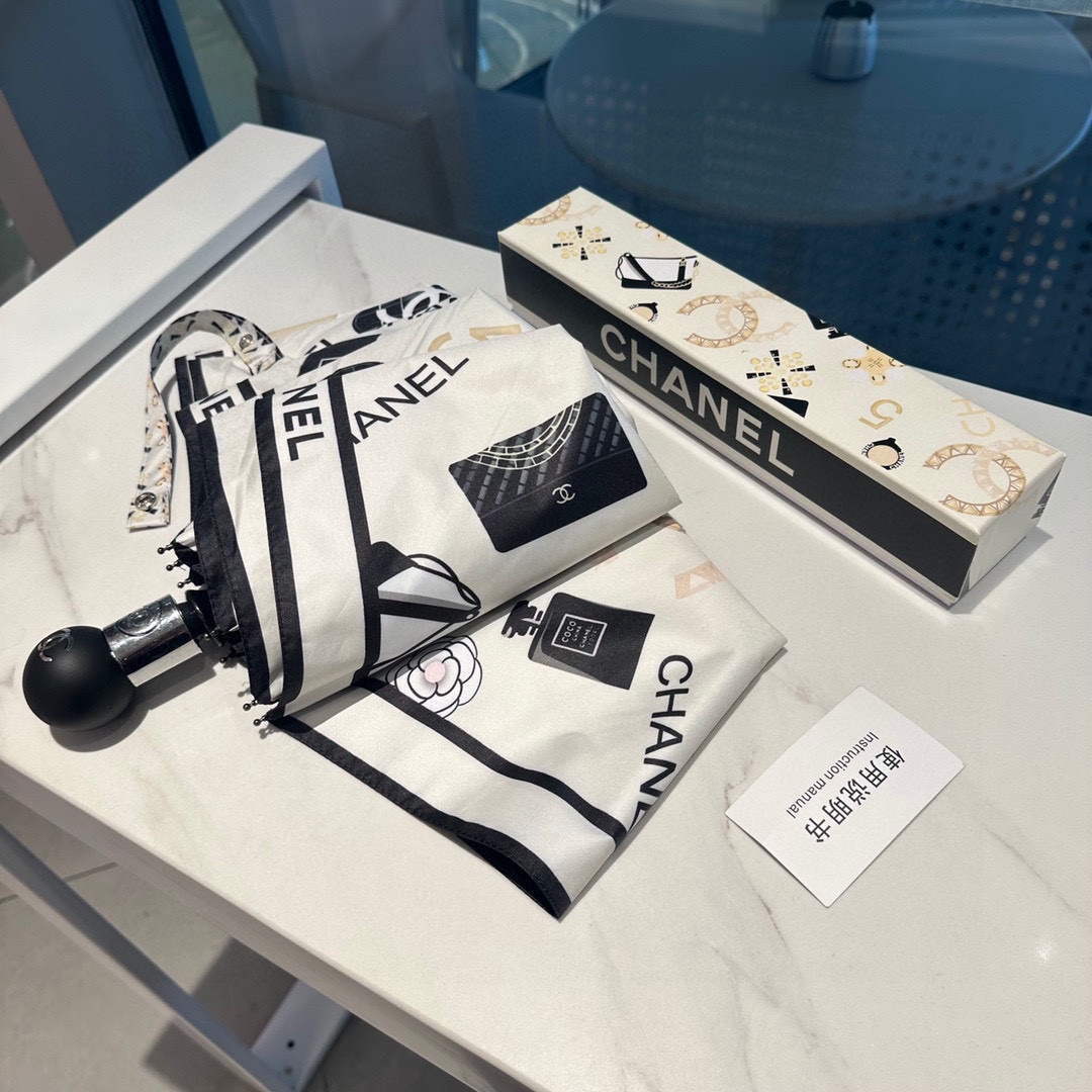 Chanel Three Fold Automatic Folding Sun Umbrella C855645