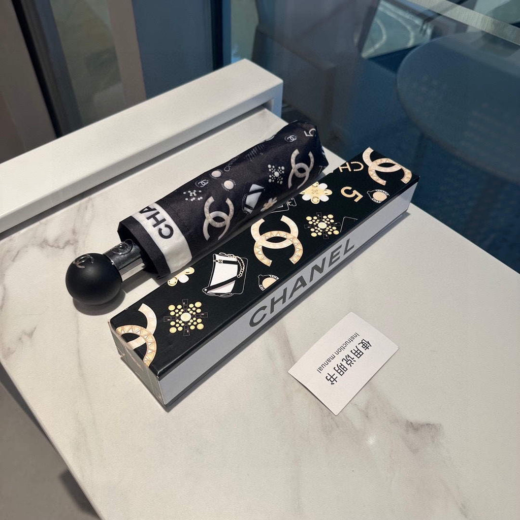 Chanel Three Fold Automatic Folding Sun Umbrella C855646