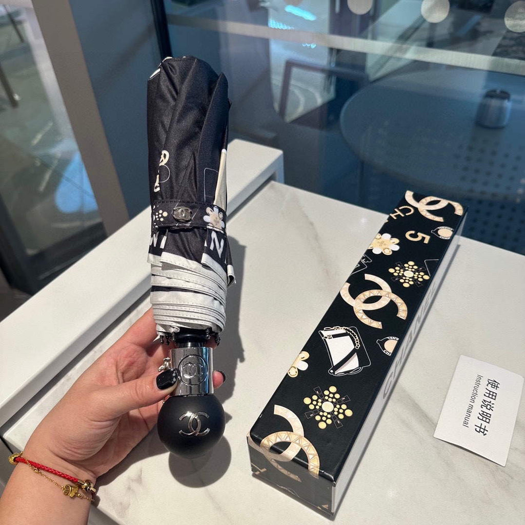 Chanel Three Fold Automatic Folding Sun Umbrella C855646