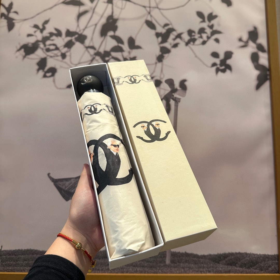 Chanel Three Fold Automatic Folding Sun Umbrella C855647