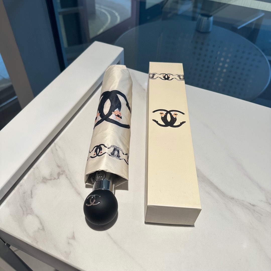 Chanel Three Fold Automatic Folding Sun Umbrella C855647