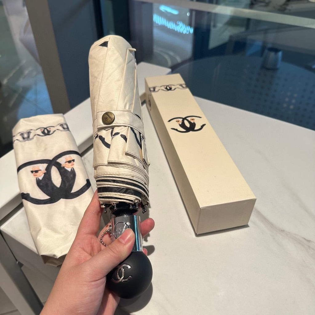 Chanel Three Fold Automatic Folding Sun Umbrella C855647