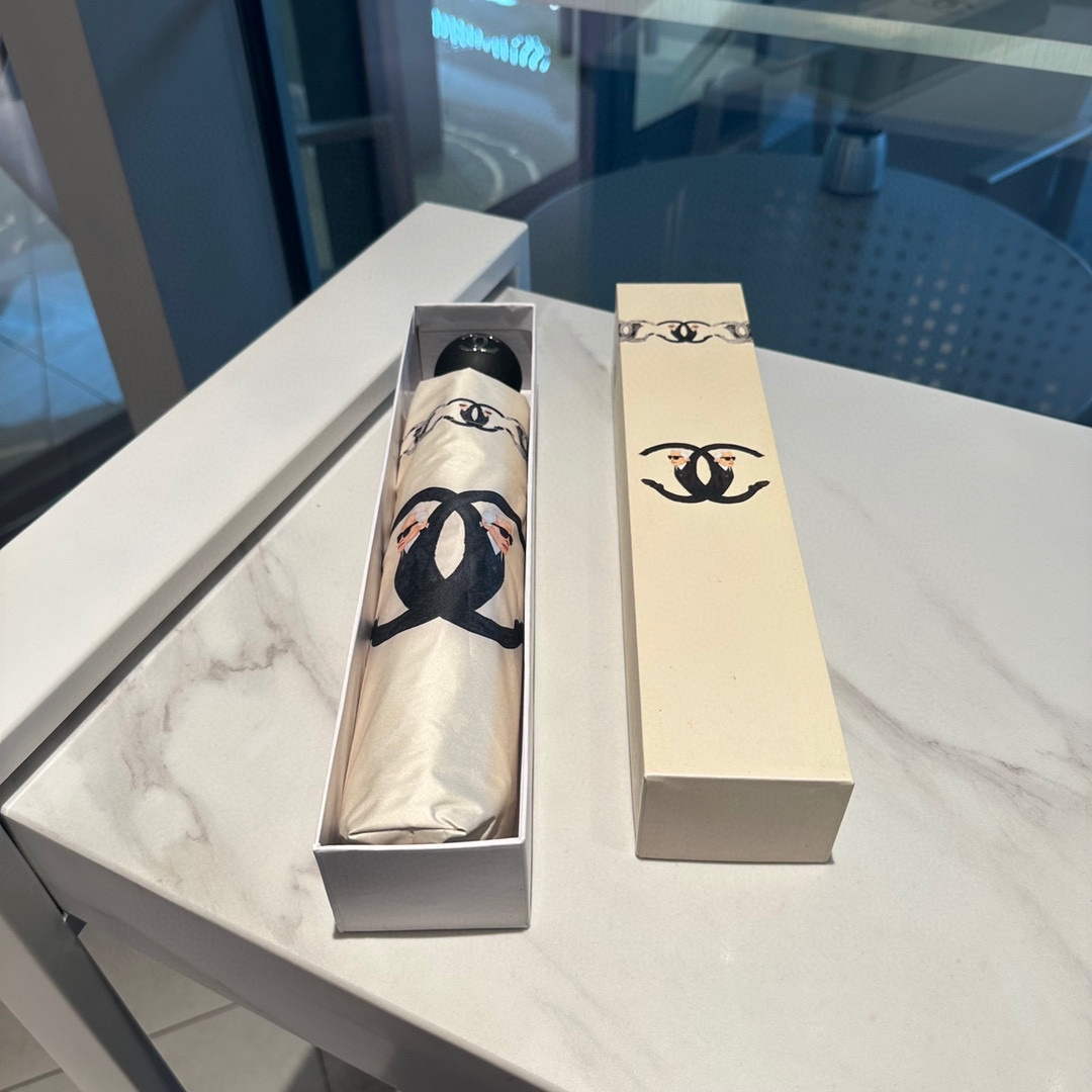 Chanel Three Fold Automatic Folding Sun Umbrella C855647