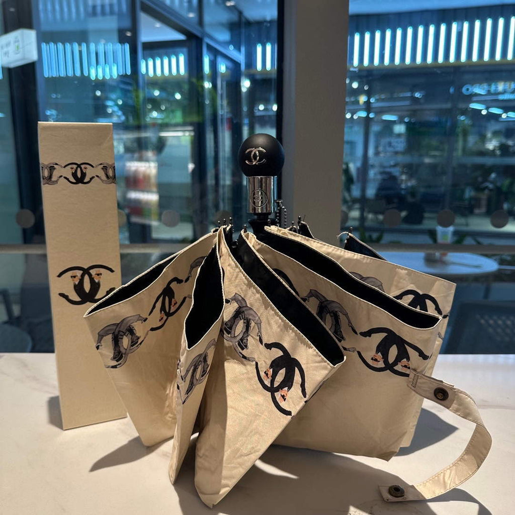 Chanel Three Fold Automatic Folding Sun Umbrella C855647
