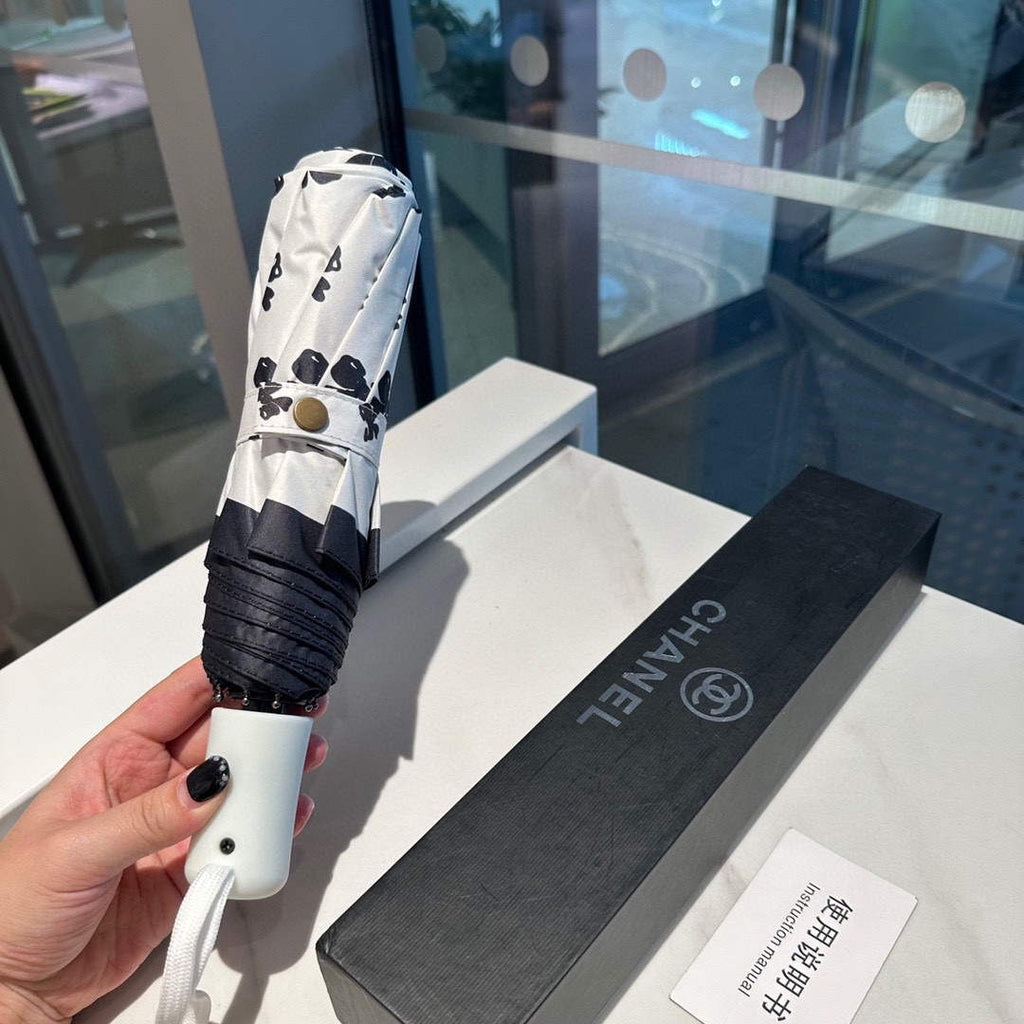 Chanel Three Fold Automatic Folding Sun Umbrella C855648
