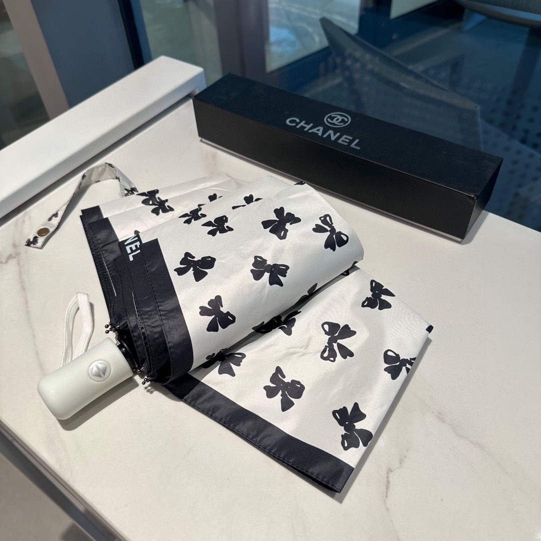 Chanel Three Fold Automatic Folding Sun Umbrella C855648