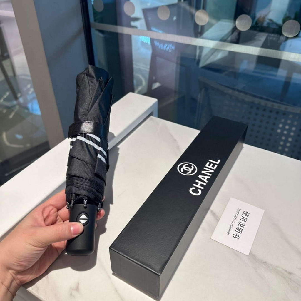 Chanel Three Fold Automatic Folding Sun Umbrella C855649