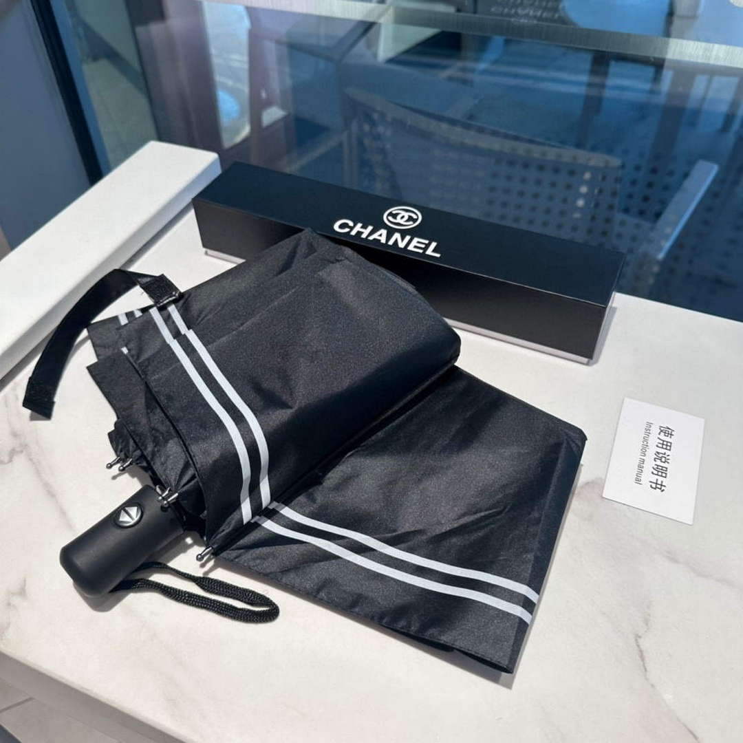 Chanel Three Fold Automatic Folding Sun Umbrella C855649
