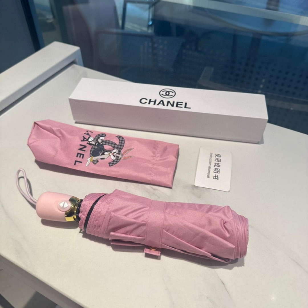 Chanel Three Fold Automatic Folding Sun Umbrella C855651