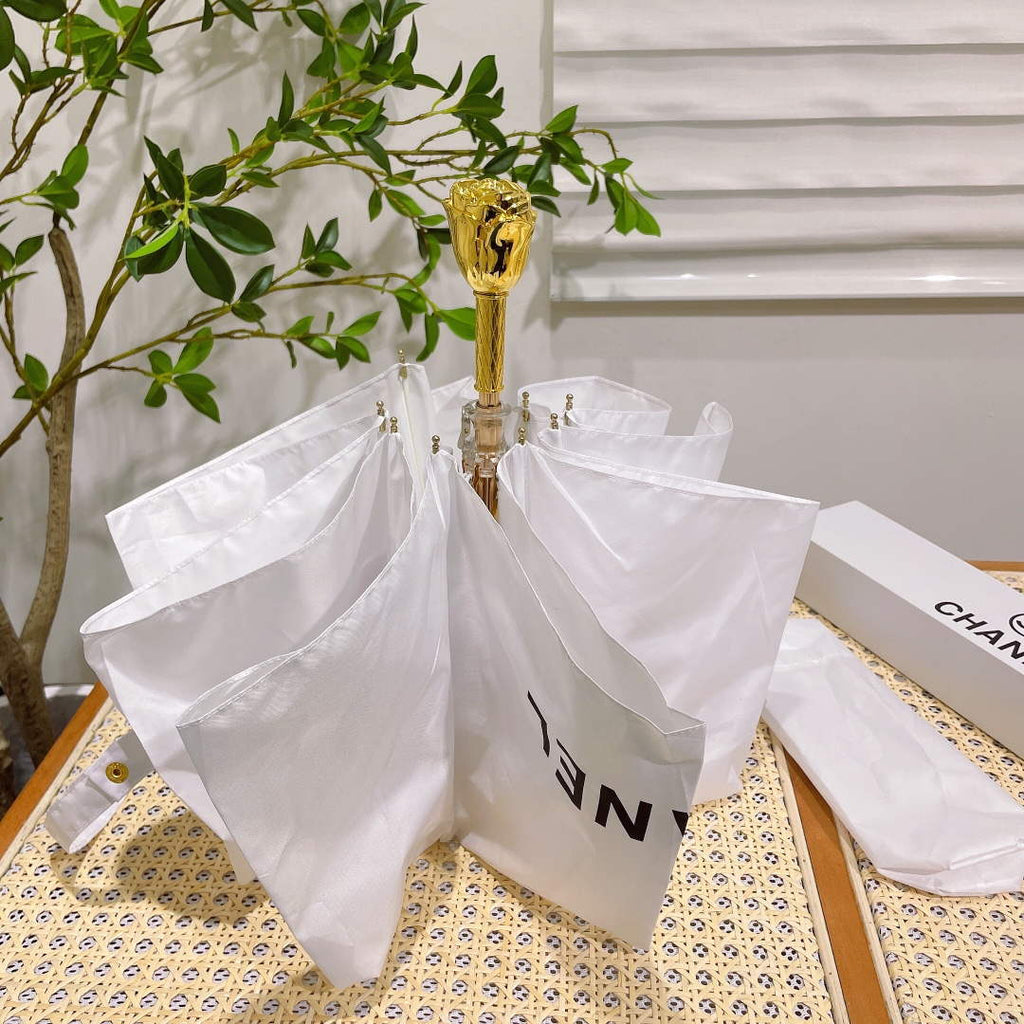 Chanel Three Fold Automatic Folding Sun Umbrella C855655