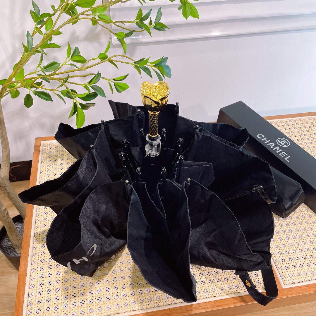 Chanel Three Fold Automatic Folding Sun Umbrella C855656