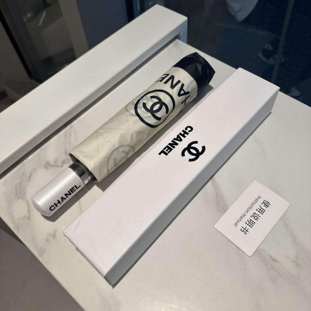 Chanel Three Fold Automatic Folding Sun Umbrella C855657