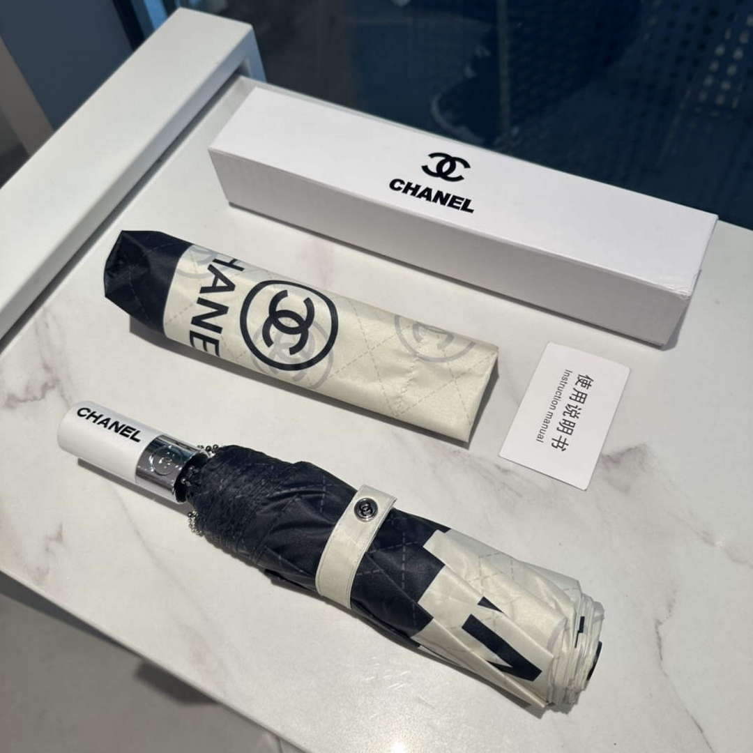 Chanel Three Fold Automatic Folding Sun Umbrella C855657