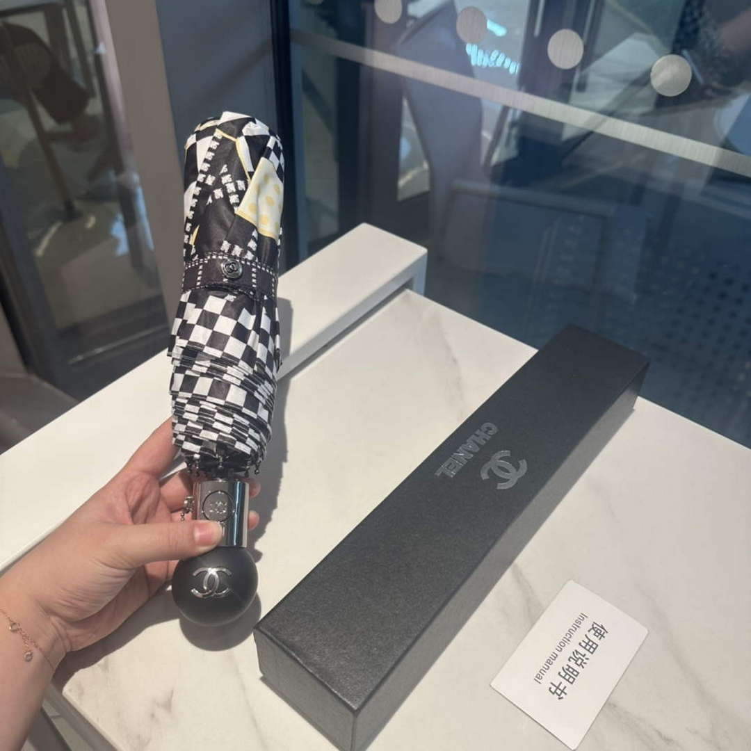 Chanel Three Fold Automatic Folding Sun Umbrella C855658