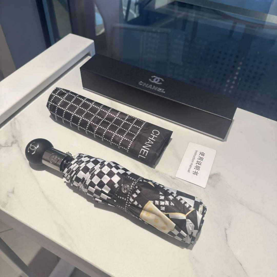 Chanel Three Fold Automatic Folding Sun Umbrella C855658