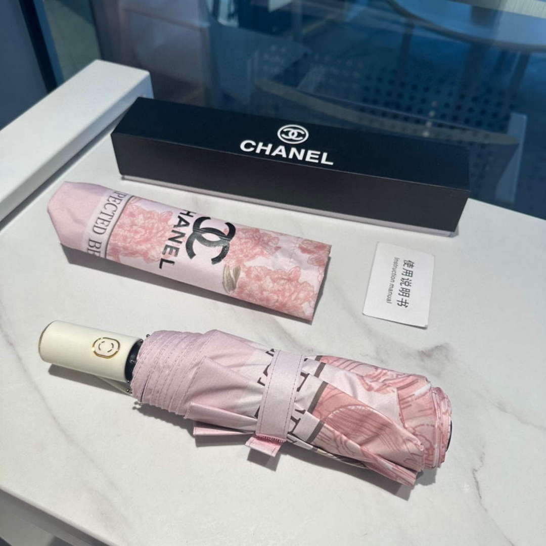 Chanel Three Fold Automatic Folding Sun Umbrella C855661