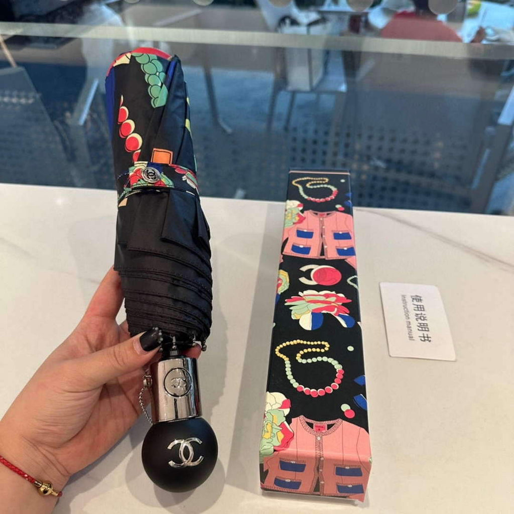 Chanel Three Fold Automatic Folding Sun Umbrella C855664