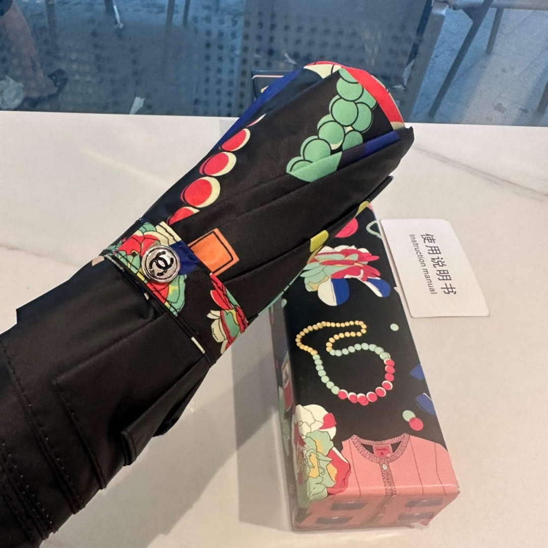Chanel Three Fold Automatic Folding Sun Umbrella C855664