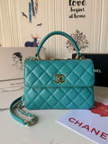 Chanel Trendy 24C Flap Bag With Top Handle Lambskin bag A92236 Blue Multicolor Logo