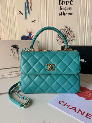 Chanel Trendy 24C Flap Bag With Top Handle Lambskin bag A92236 Blue Multicolor Logo - Default Title - View 1