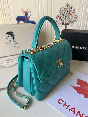 Chanel Trendy 24C Flap Bag With Top Handle Lambskin bag A92236 Blue Multicolor Logo - Default Title - View 3