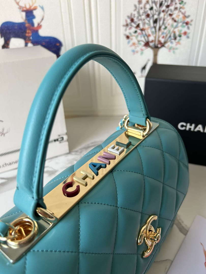 Chanel Trendy 24C Flap Bag With Top Handle Lambskin bag A92236 Blue Multicolor Logo - Default Title - View 4